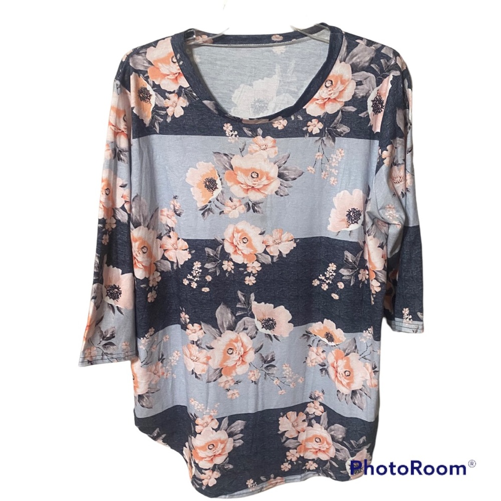 Striped floral tunic top